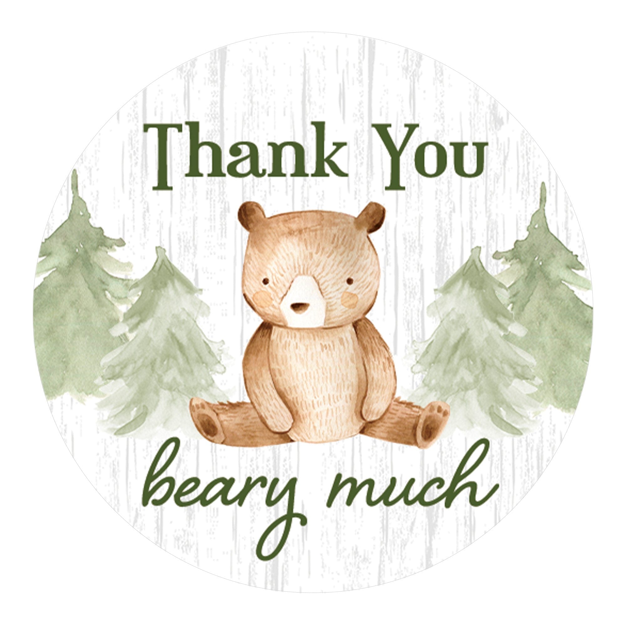 Woodland Bear Thank You Stickers 1.75” Thank You Beary Much Favor Bag Labels Rustic Baby Shower Cookie Seal Woodland Birthday Party